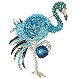 EVER FAITH Women's Austrian Crystal Graceful Enamel Flamingo Bird Brooch Gold-Tone