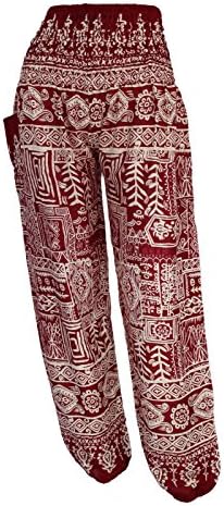 HAREM TROUSERS - Aladdin Hippie Pants Yoga Designs For Women &amp; Ladies (Symbols Red)