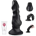 Liquid Silicone Dildo with Suction Cup for Hands-free Play,UTIMI Realistic Snake Head Dong Animal Dildo Black,1 Water-Based L