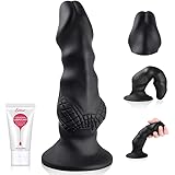 Liquid Silicone Dildo with Suction Cup for Hands-free Play,UTIMI Realistic Snake Head Dong Animal Dildo Black,1 Water-Based L