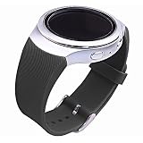 For Samsung Gear S2 Watch Band, Soft Silicone Sport Style Watch Band for Gear S2 SM-R720/SM-R730 Smart Watch (Black Twill)