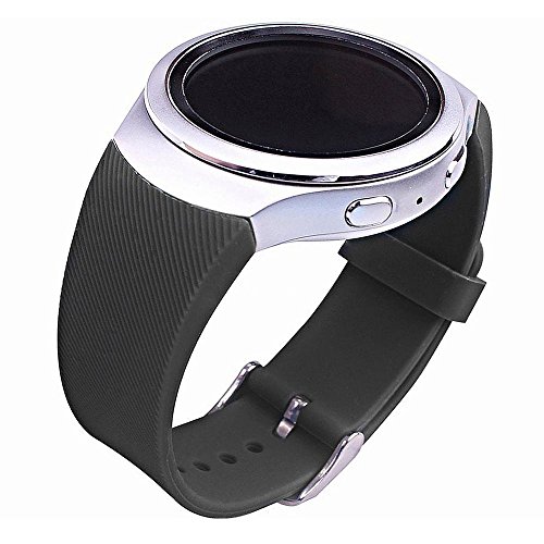 For Samsung Gear S2 Watch Band, Soft Silicone Sport Style Watch Band for Gear S2 SM-R720/SM-R730 Smart Watch (Black Twill)