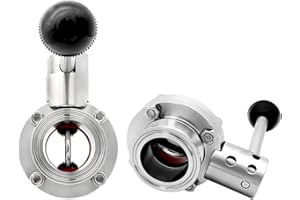 Fitvell Sanitary Butterfly Valve Tri Clamp Valve with Handle 2" Tri Clamp Clover 2" Tube OD 304 Stainless Steel (pack of 2)