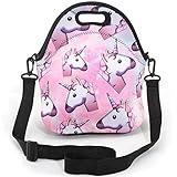 AMARY Neoprene Insulated Tote Picnic Lunch Shoulder Bags with Movable Adjustable Strap for Girls Women Men Boys (Unicorn)