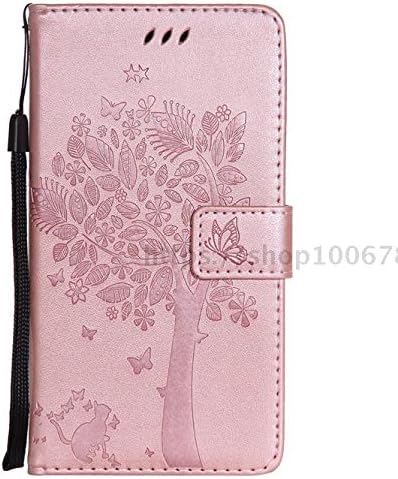 Huawei Honor 5X Case, Enjoy Sunlight [Cats and tree] [Wallet Function] PU Leather Folio Leather Stand Shell Flip Case Cover for Huawei Honor 5X Rose Gold