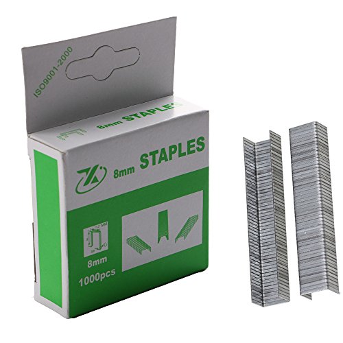 KINYOOO heavy duty stapler professional nails, Height: 8mm Width: 11.2mm, Door type staples Upholstery Staples (1000pcs/Box), for installing flooring remodeling or building a deck Carpenter Tool