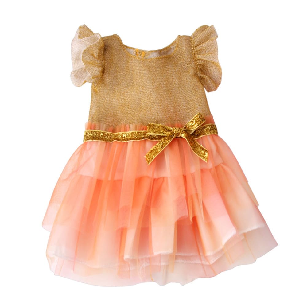 NIXNUT Doll Clothes Princess Gauzy Dress with Bow Belt Summer Clothing for American Girl Doll 18-inch