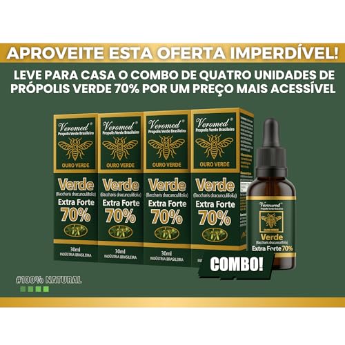 Kit 3x Extrato Própolis Verde Brasileiro Extra Forte 70% Veromed 30ml