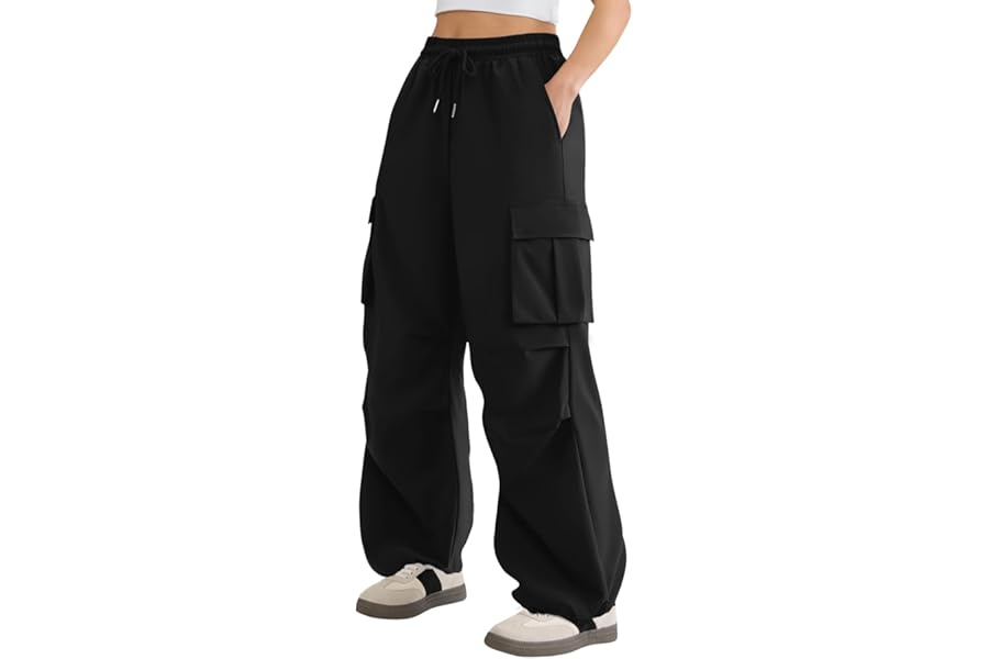 COPYLEAF Parachute Cargo Pants Women Lightweight Quick Dry Baggy Hiking Pants with Pockets Y2k Clothes