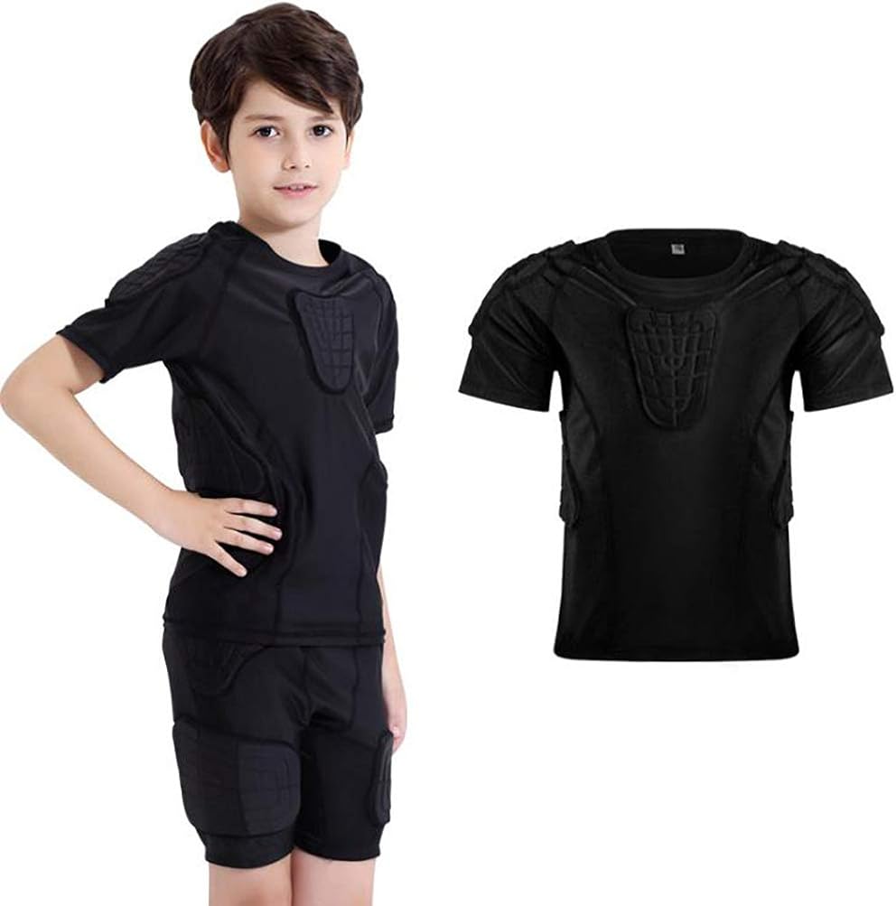 TOPWISE Body Safe Guard Padded Compression Shirts, Long Sleeve Shoulder Rib Chest Protector Suit for Football Basketball Paintball Rugby Parkour Extreme Exercise : Sports & Outdoors
