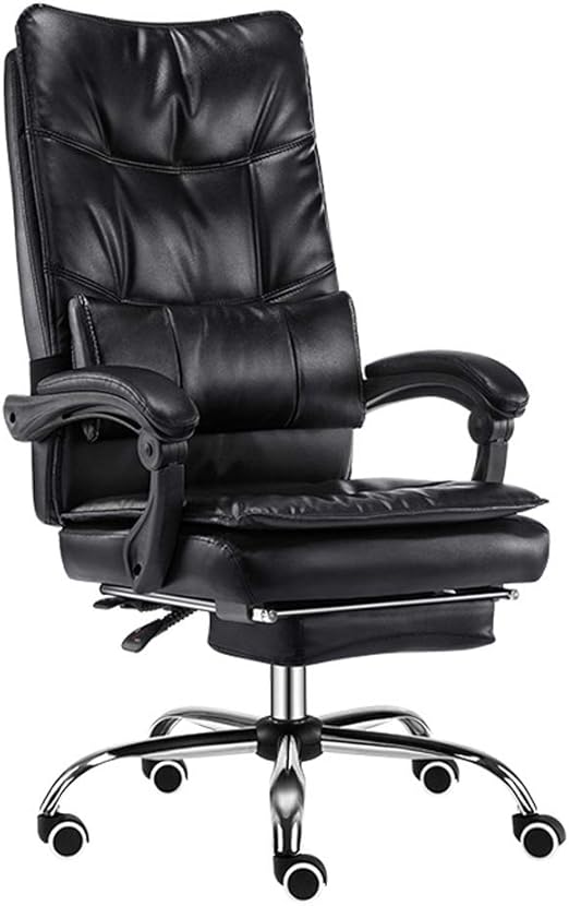 Amazon Com Fubas Tilt Spinning Pu Leather Office Boss Chair With Adjustable Headrest Waist Support Precision Sewing Technology Black Brown Furniture Decor