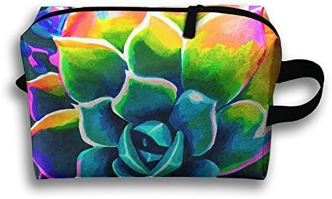 Women Men Versatile Travel Storage Bag Watercolor Succulent Large Capacity Zipper Makeup & Cosmetic Toiletry Bag Travel Accessories For Outdoor Home