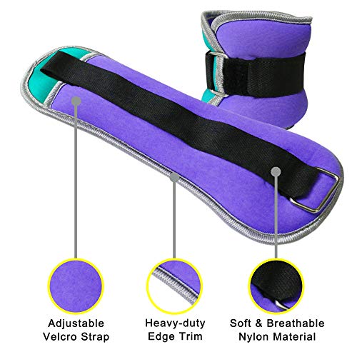 Vaupan Small Ankle Wrist Weights, Mini Leg Arm Hand Cuff Weights for Women Men Kids Toddler Children, Exercise Equipment with Adjustable Straps for Fitness Gym Dancing Walking Aerobics (1 Pair, 2lb) - Thumbnail 3