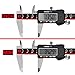 GlowGeek Electronic Digital Caliper Inch/Metric Conversion 0-6 Inch/150 mm Stainless Steel Body Red/Black Extra Large LCD Screen Auto Off Featured Measuring Tool