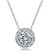 Ice Gems Sterling Silver Genuine, Created or Simulated Birthstone Gemstone Round Halo Necklace