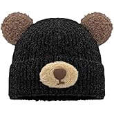 Crochet Y2K Beanie Knit Bear Ear Hat Furry Slouchy Beanies Cute Plush Fuzzy Winter Bucket Hats Knitted Animal Skull Cap