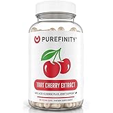 PUREFINITY Tart Cherry Capsules – Uric Acid Flush & Cleanse to Support Joint & Muscle Comfort with 3000 mg Raw Extract, Non-GMO, Gluten Free, Vegan – 180 Count (6 Month Supply)
