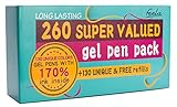 Feela 260 Colors Gel Pens Set 70 Percent More Ink 130 Unique Gel Pen Plus 130 Refills for Adult Coloring Books Drawing Art Markers (Office Product)