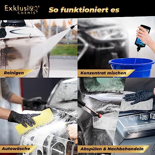 Exklusiv Chemie® Autoshampoo Keramik Schutzeffekt 750ml | Auto Shampoo Konzentrat mit Abperleffekt | Auto Reiniger mit Keramik Versiegelungseffekt | Wasser & Schmutzabweisend für alle Auto Außenteile thumbnail 3