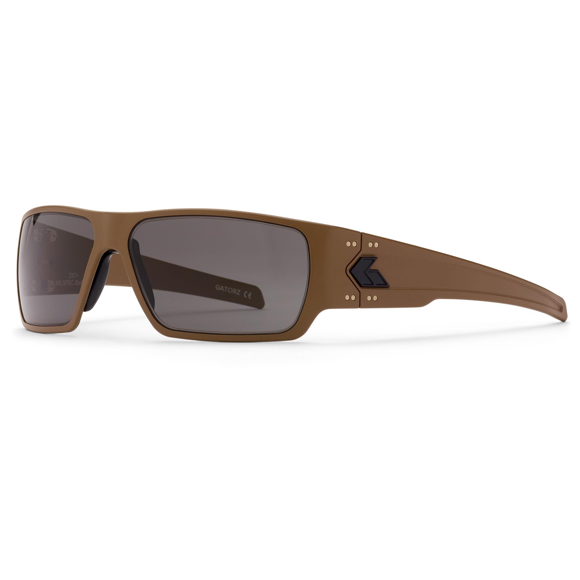 Photo 1 of Gatorz Eyewear Specter Sunglasses – MILSPEC Ballistic, ANSI Z87.1+ – Tan Cerakote Aluminum Frame – Smoke Lens – CNC-Machined Aluminum, Adjustable Fit – Made in USA (GZ-08-302)