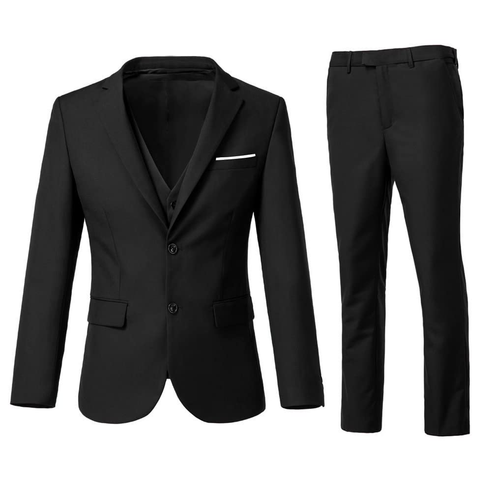 Photo 1 of *ONLY PANTS* Men Suits Slim Fit 3 Piece Black Business Wedding Suits Tuxedos Groomsmen Prom Blazer Jacket Vest Pants Men Suit Set XL