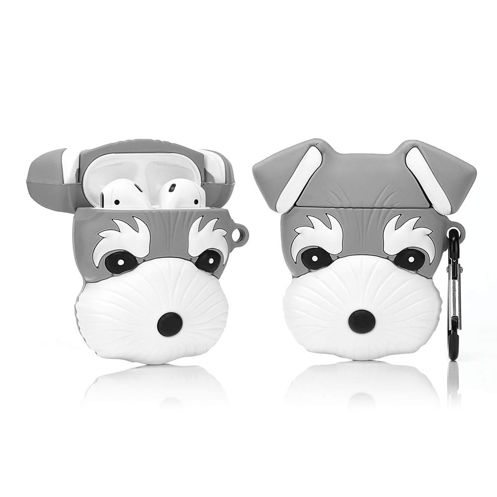 LEWOTE Airpods Silicone Case Funny Cover Compatible for Apple Airpods 1&2[Animal Series] (Schnauzer) — image 1