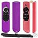 [2 Pack] Anti-Slip and Dust-Proof Silicone Protective Cover Skin for Fire TV with 4K Alexa Voice Remote (2017 Edition) (2nd Gen) / Fire TV Stick Alexa Voice Remote 5.9inch (Purple + Pink)