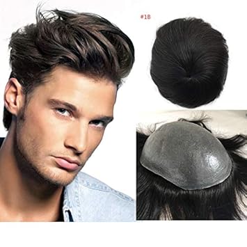 Amazon Com 100 Human Hair Full Pu Toupee Men S Hair Piece