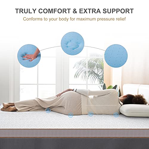 BedStory 4 Inch Memory Foam Mattress Topper King, Gel Infused Bed