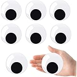 KIMOBER 3 Inches Googly Eyes for Crafts,Black Round Plastic Wiggle Eyes with Self-Adhesive for DIY Crafts Decoration,6pcs