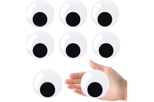 KIMOBER 3 Inches Googly Eyes for Crafts,Black Round Plastic Wiggle Eyes with Self-Adhesive for DIY Crafts Decoration,6pcs
