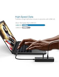 EMATETEK HUB 4 en 1 Premium Aluminio USB C con 3 USB 3.0, Gigabit Ethernet. Para MacBook Pro 2017 2016 2015,  Chromebook Pixel y más dispositivos USB tipo C. (Negro)