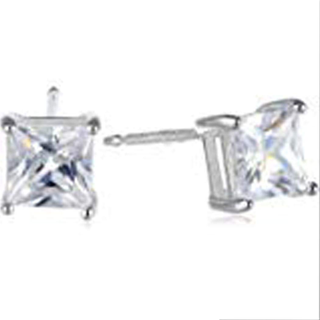 Hotstype Women Fashion Stud Earrings Exquisite Gorgeous Transparent Square Zircon Earring Stud