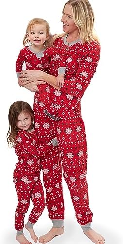 HonestBaby Organic Cotton Holiday Family Jammies Pajamas, Fair Isle Red ...