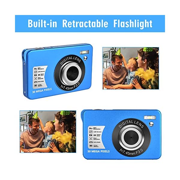 LongOu Digitalkamera 1080P Full HD 30 Megapixel Fotoapparat Digitalkamera 2,7-Zoll-LCD Kompaktkamera Fotokamera mit 8… – Bild 6