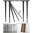 waaliji 28 inch Folding Table Legs Collapsible Metal Home DIY Furniture Legs Foldable Desk Leg with Adjustable Floor Protectors for Round or Square Table, Matte Black, Set of 4