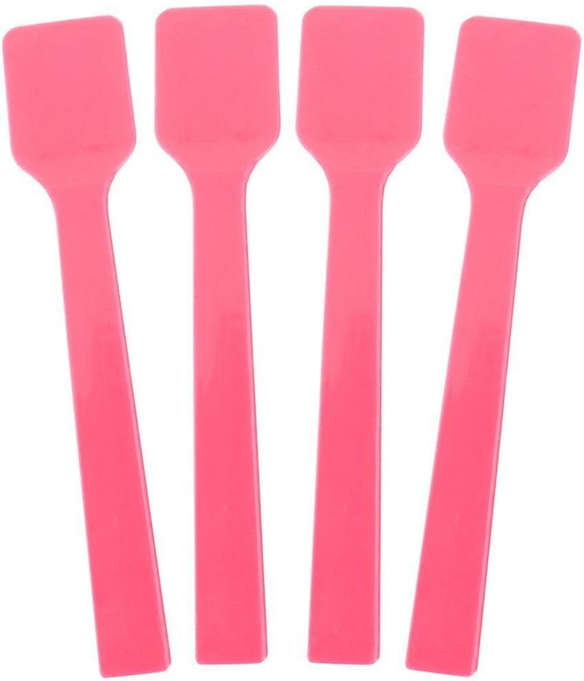 [25 Count] Pink Plastic Gelato Tasting Spoons 4 Inch Mini Disposable Shovel Spoons for Sampling Yummy Desserts, Foods & Ice Cream - Frozen Dessert Supplies