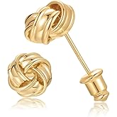 Forget Me Love Knot Stud Earrings | 18K Gold Plated Sterling Silver Post Crossover Gold Earrings for Women
