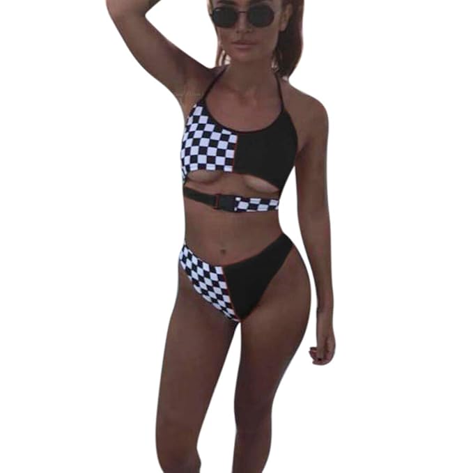 checkerboard bathing suit