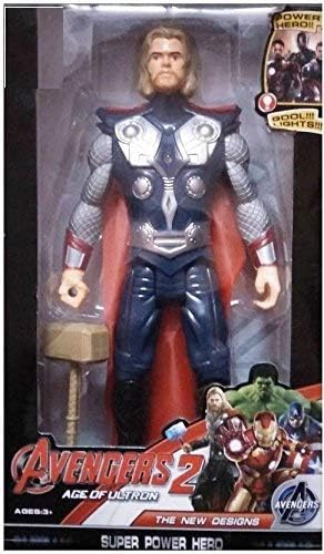 Apna Bazar Avengers Thor with Weapons Twist and Move Age of Ultron Action Figure, 28cm with LED Light Function (Thor)