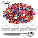WOWOSS 200 Pcs Lucky Star Shape Sealing Wax Beads with 1 Piece Wax Melting Spoon and 4 Pieces Candles for Wax Seal Stamp (Mixed Color)