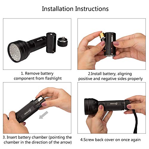 Escolite UV Flashlight Black Light, 51 LED 395 nM Ultraviolet Blacklight Detector for Dog Urine, Pet Stains and Bed Bug (Renewed) - Thumbnail 2