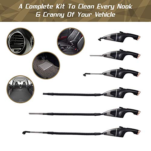 Autobots QuickVac Car Vacuum Cleaner | Best Portable Handheld High Power Turbo 12V DC Vac | Complete Interior Detailing Kit with Seat & Carpet Cleaning Supplies & Accessories!