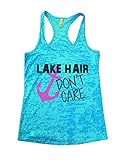 Womens Lake Hair Dont Care Funny Water Summer Messy Hair Burnout Tank Top