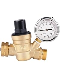 regulador de presión Válvula de agua Conector Nh sin plomo de latón rosca Válvula reductora de presión con manómetro ajustable para RV cartucho de limpieza extraíble