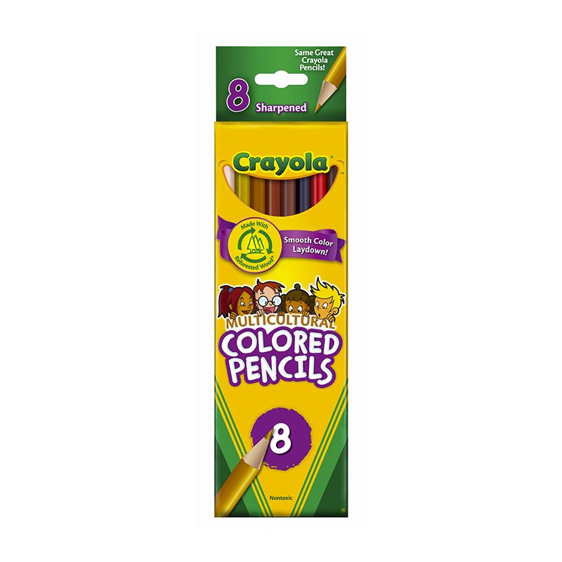 Crayola Multicultural Colored Pencils, 8 Assorted Skin Tone