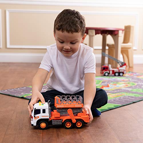 Toy To Enjoy Scaffold Truck Toy with Lift Up Bucket - Friction Powered Wheels & Realistic Detailing - Heavy Duty Plastic Construction Vehicle Toy for Kids & Children
