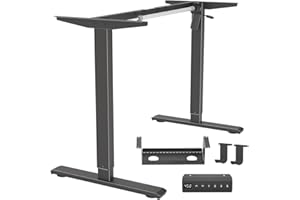 DERSITE Standing Desk Frame Electric Adjustable Legs, Stand up Desk Frame Workstation Desk Base, Adjustable Standing Desk Legs, 3 Memory Height Settings, with Cable Management Tray, Headphone Hook