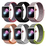 HILIMNY Yunsea Compatible for Apple Watch Band 38mm, New Nylon Sport Loop, with Hook and Loop Fastener, Adjustable Closure Wrist Strap, Replacement Band Compatible for iwatch, 38mm, 6 Pack