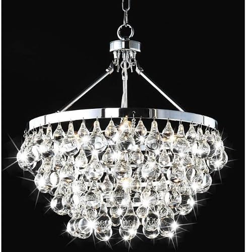 Modern Robert Abbey Style Bling Chrome &amp; Crystal Chandelier Pendant